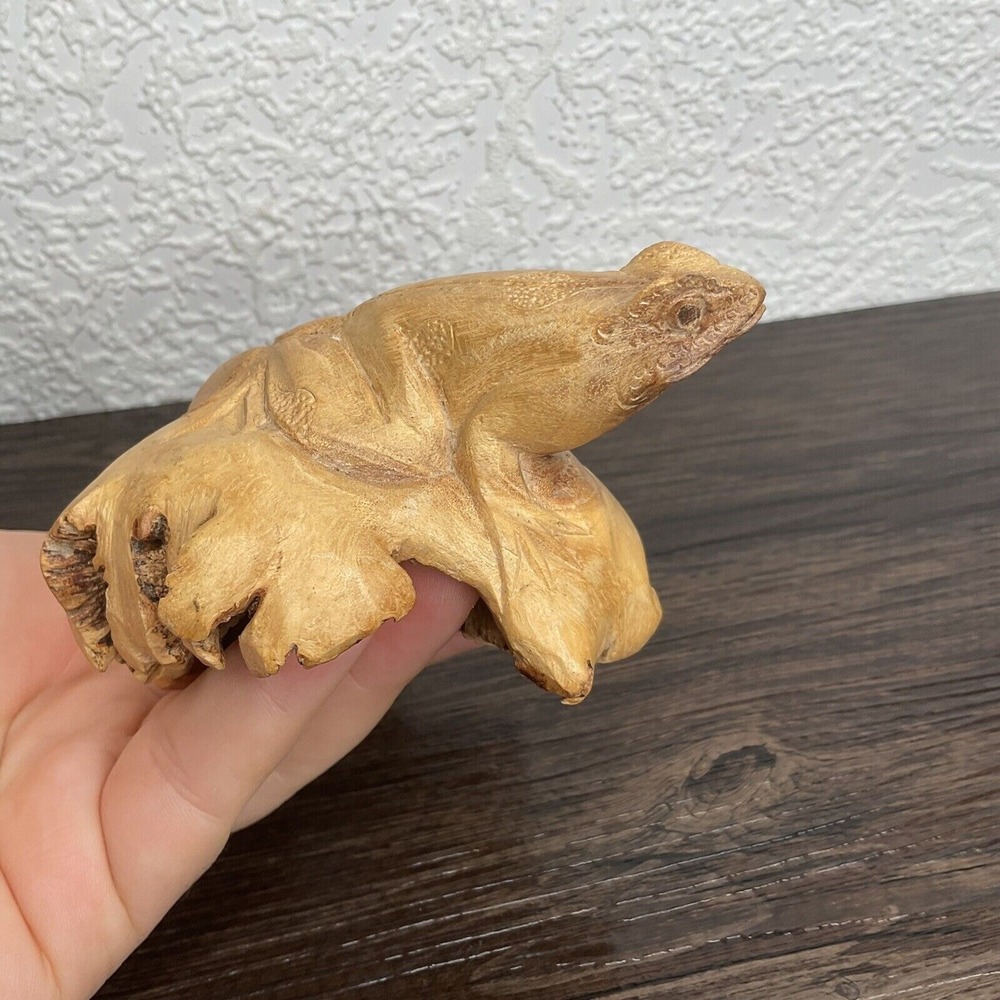 VTG Hand Carved Burl Wood Frog Unusual Indonesian Chinaberry Bali Collectible